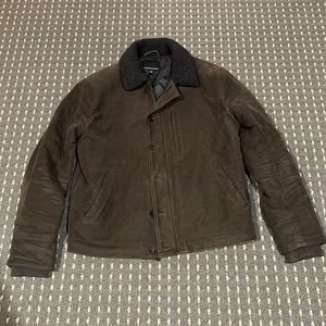 Banana Republic Olive fur-lined suede jacket [Size M]
